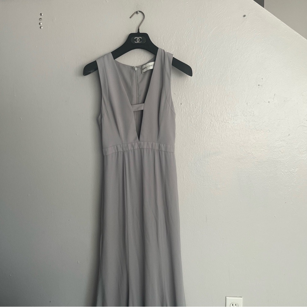 Fame and Partners Gray V-Neck Cutout Sleeveless Maxi Dress Size 2 - Picture 8 of 16